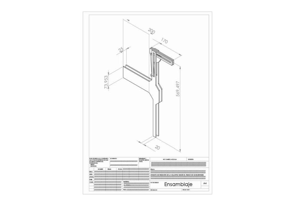 Aparell per mesurar la  voluntat segons l'índex de Scheuermann
